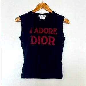 Christian Dior Fitted Black and Red Tank vintage size 4